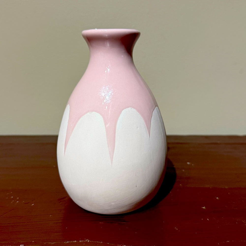 Isaac Mizrahi Loves XO Sienna Hand Dipped Two-Tone Ceramic Stoneware Pink vase
